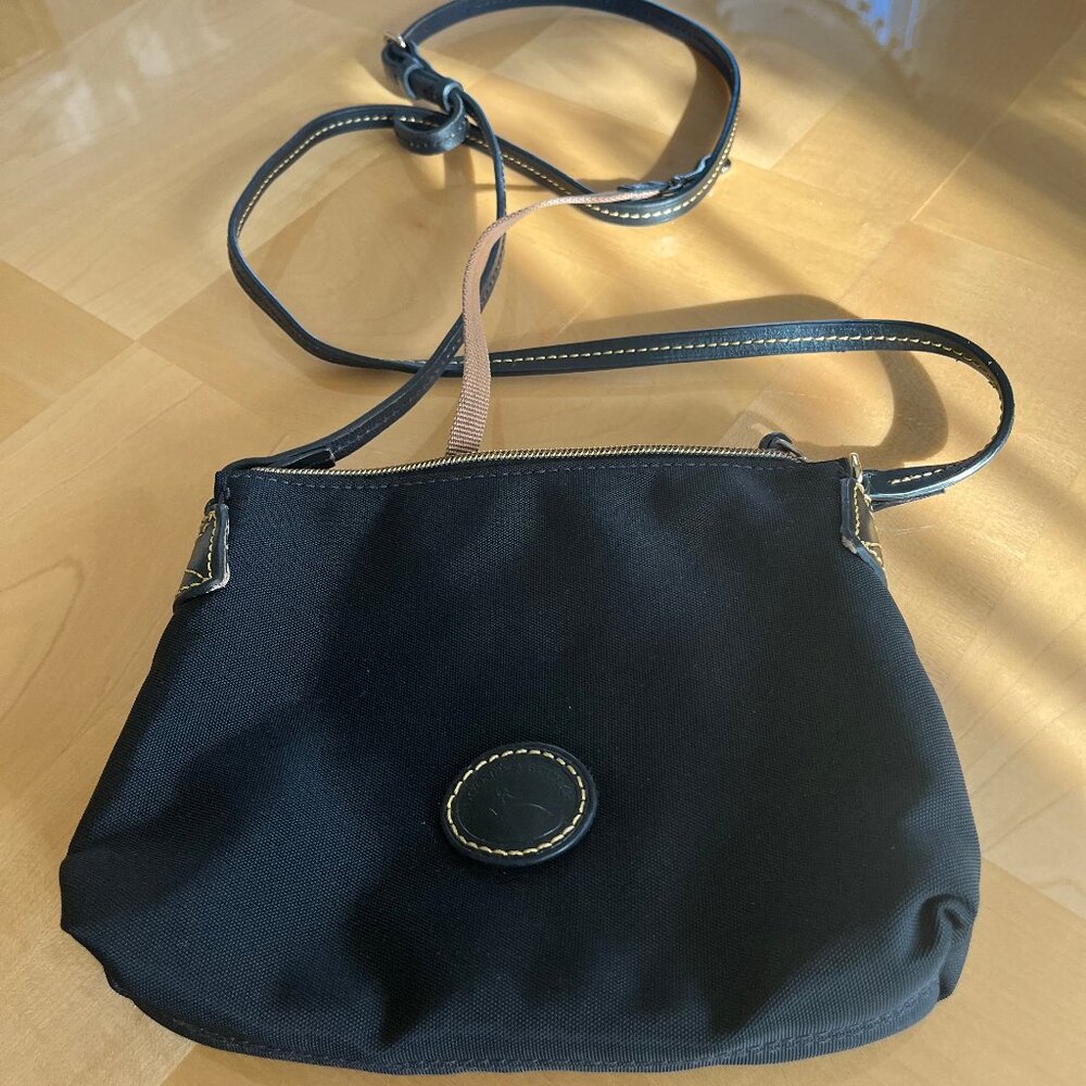 Dooney & Bourke Crossbody Bag Black Nylon Leather Trim Small Purse